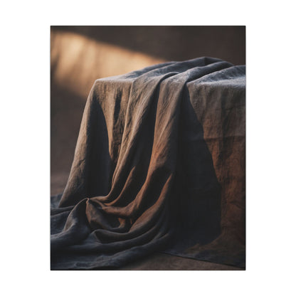 Silk Drape Canvas Art | Winter Dark Japandi Shadow Zen Art