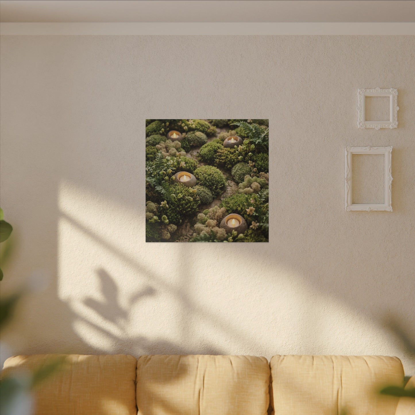 Moss Close Up Japanese Pattern Canvas Art | Neutral Japandi Art