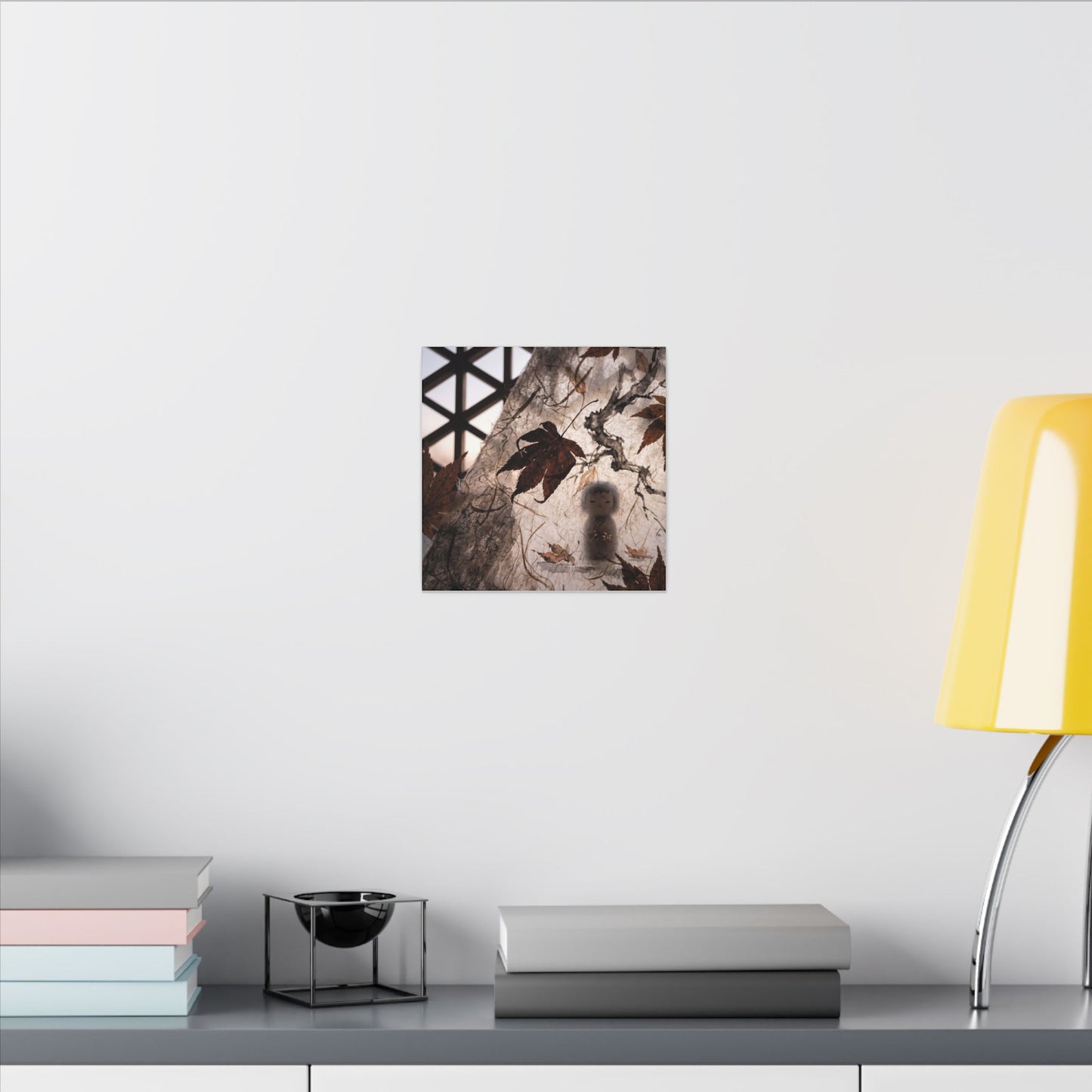 Shoji Screen Autumn Canvas Art | Dark Japandi Atmospheric Design