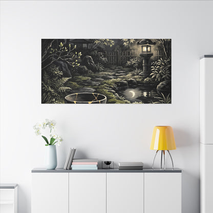 Kintsugi Moonlit Garden in Dappled | Gold Repair Canvas Art