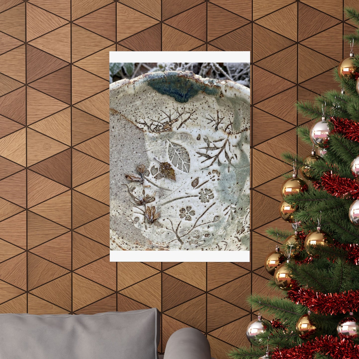 Winter Ceramic Bowl Japanese Pattern Wall Art Print | Earthy Decor