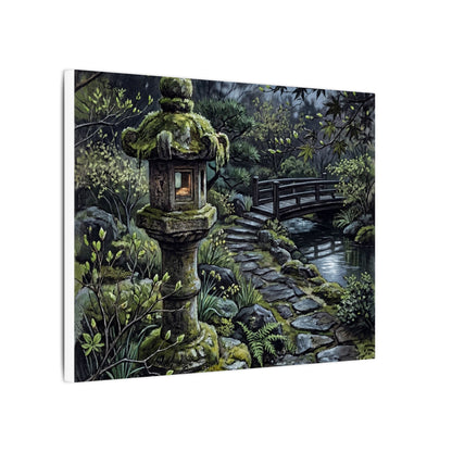 Japandi Stone Lantern in Moonlight | Texture Canvas Art