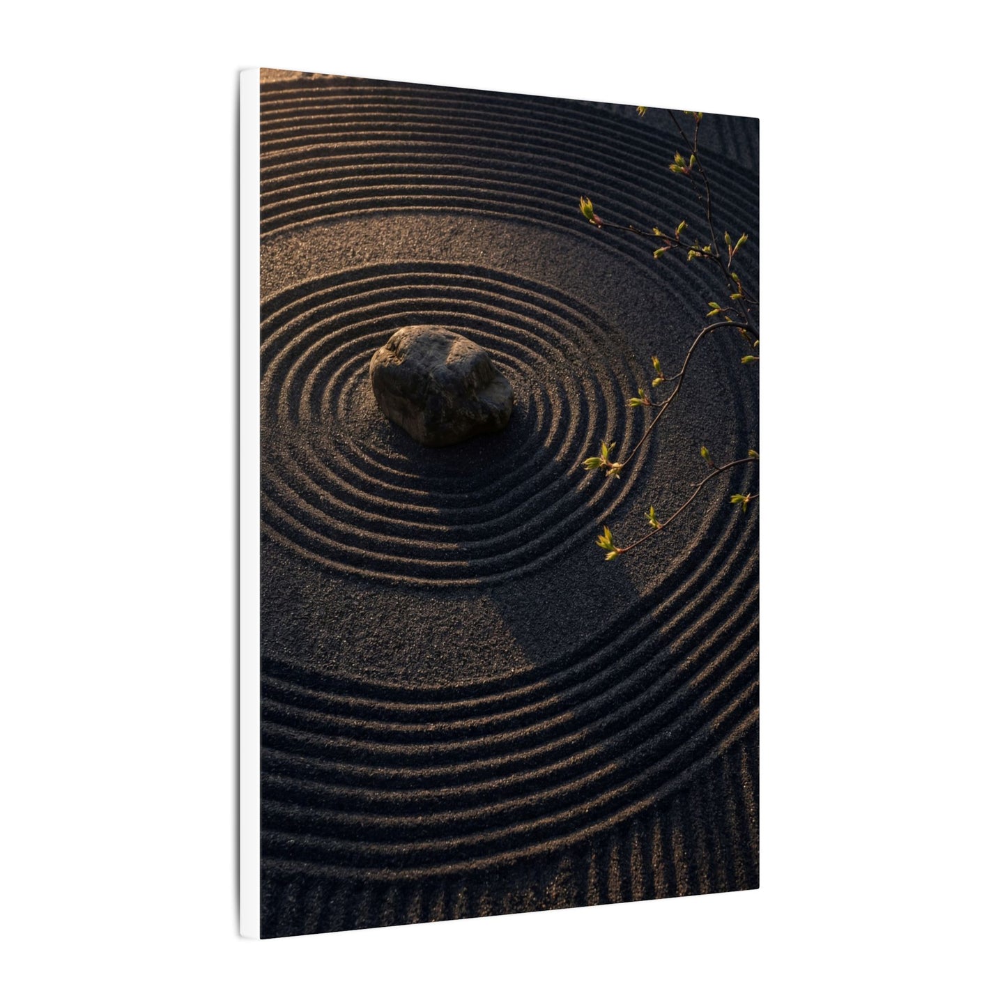 Rock Garden Shadow Zen Canvas Art | Bold Dark Japandi Art