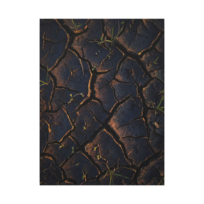 Cracked Earth Moody Minimal Canvas Art | Luxurious Dark Japandi Art