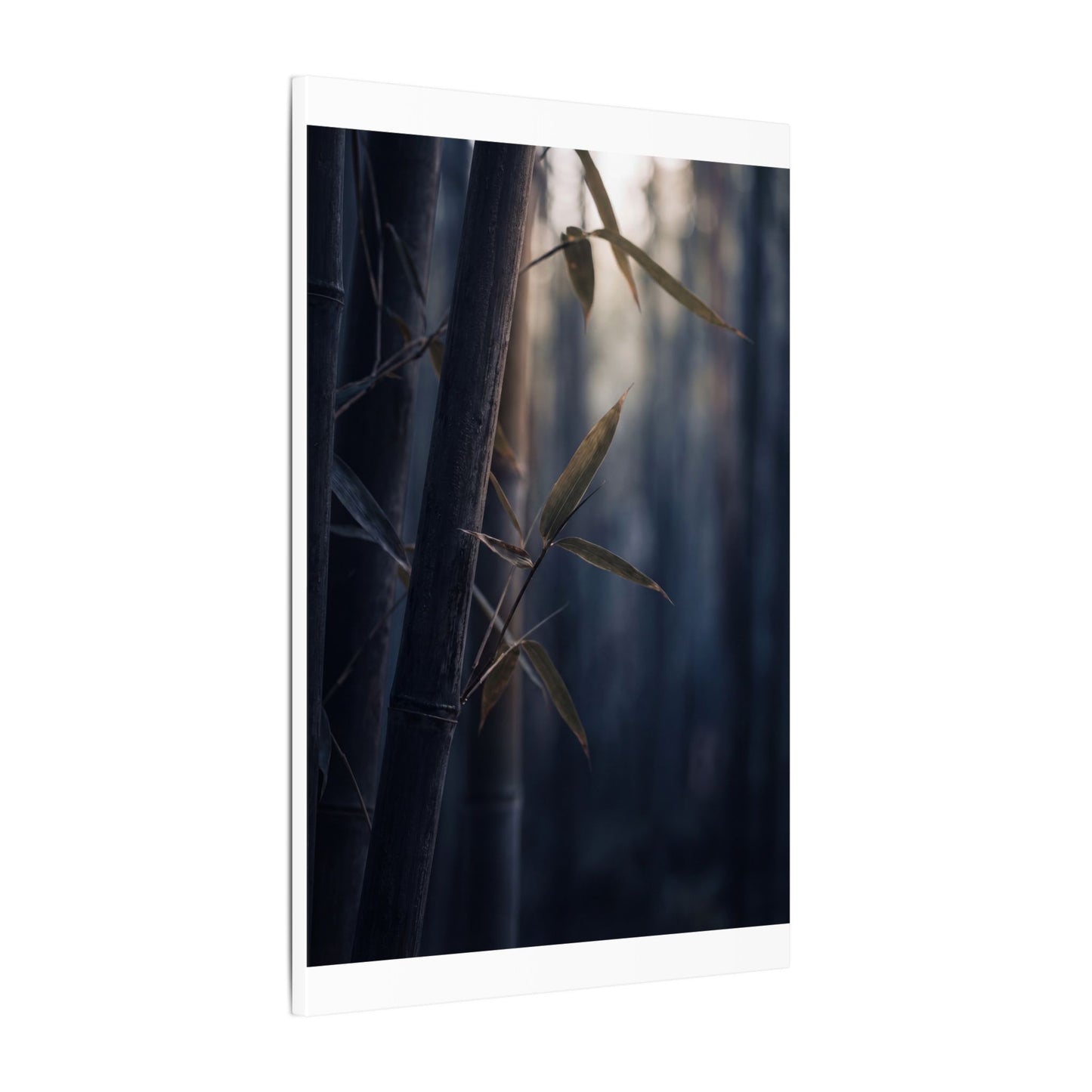 Dark Japandi Bamboo Grove in Dawn | Moody Minimal Canvas Art