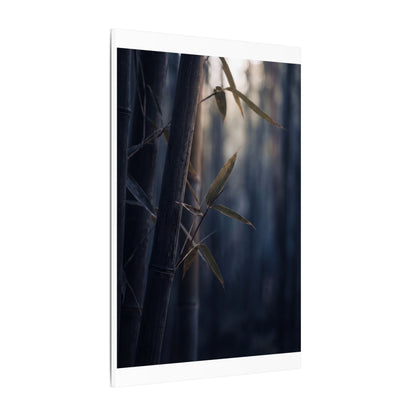Dark Japandi Bamboo Grove in Dawn | Moody Minimal Canvas Art