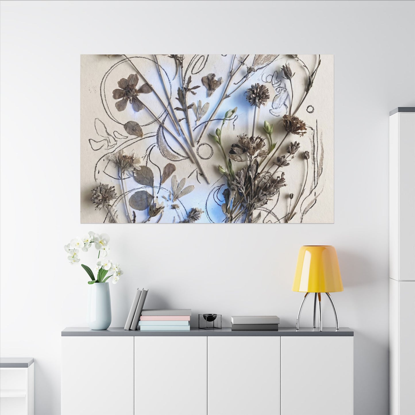 Dried Flowers Minimal Line Canvas Art | Elegant Japandi Art