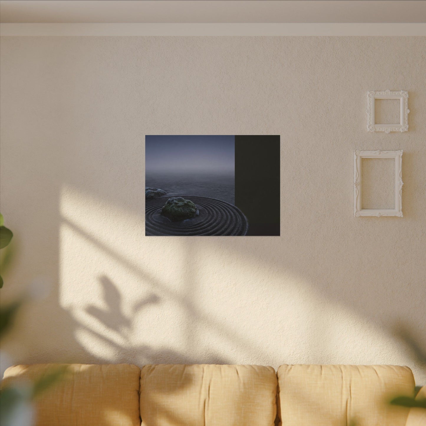 Ma Rock Garden Canvas Art - Dark Japandi Moody Minimal