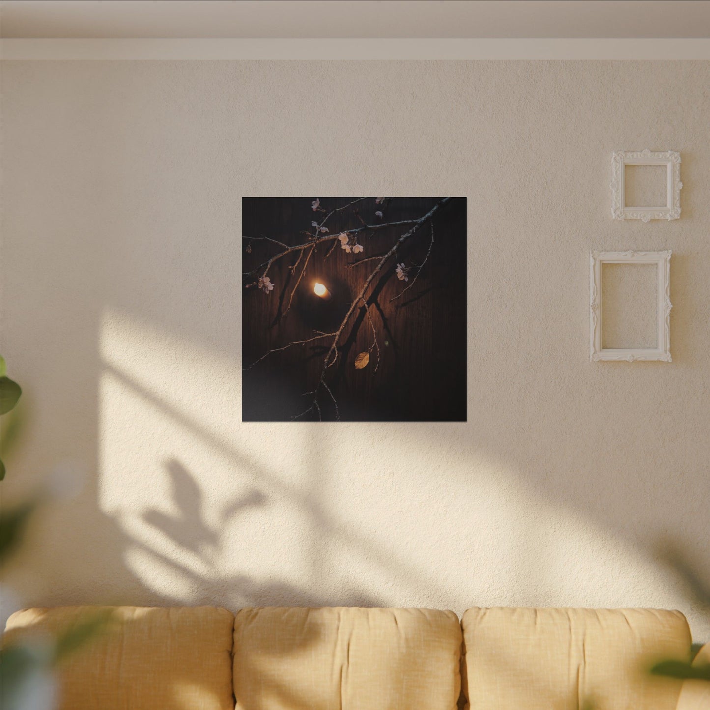 Datsuzoku Cherry Blossom Canvas Art - Dark Japandi Moody Minimal
