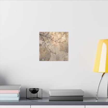 Summer Cherry Blossom Texture Canvas Art | Neutral Decor