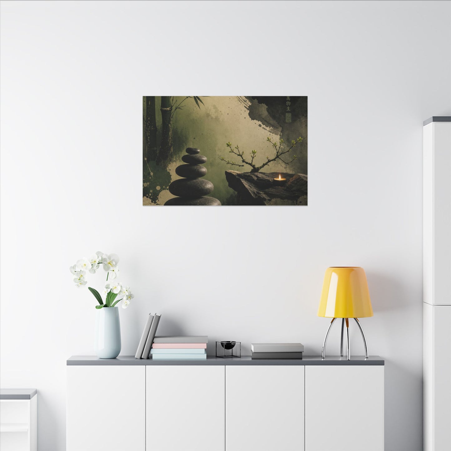 River Stones Spring Canvas Art | Zen Contemplative Design