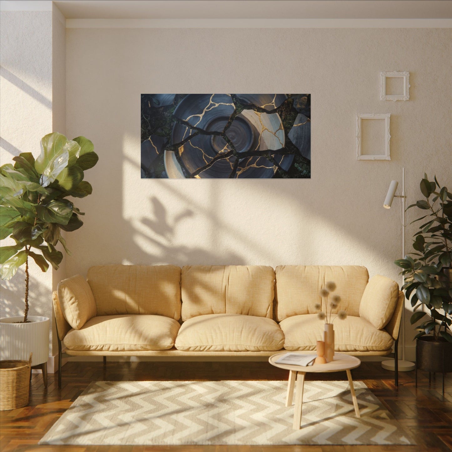 Resilient Broken Pottery Canvas Art - Gold Vein Kintsugi