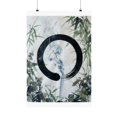 Moonlight Incense Smoke Wall Art Print - Zen Mono No Aware