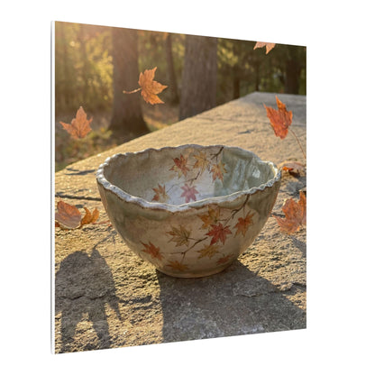 Japandi Ceramic Bowl in Golden Hour | Japanese Pattern Canvas Art