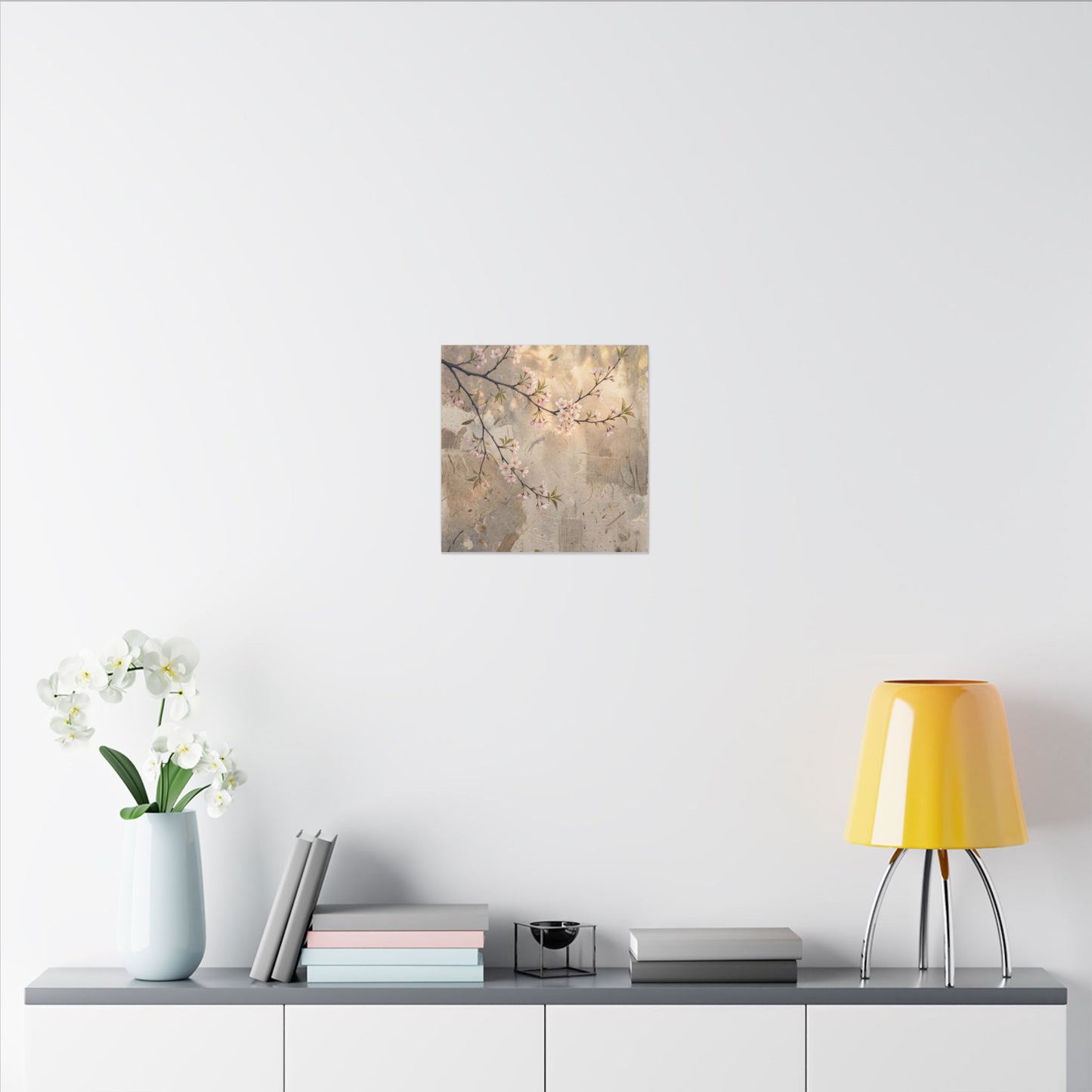 Summer Cherry Blossom Texture Canvas Art | Neutral Decor