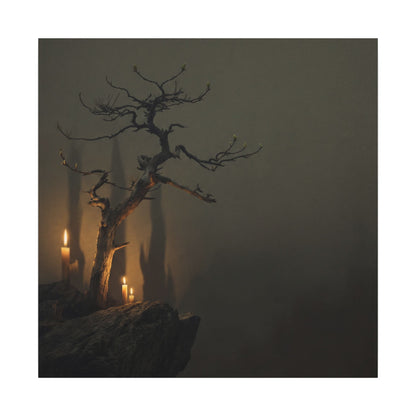 Ma Pine Tree Canvas Art - Dark Japandi Shadow Zen