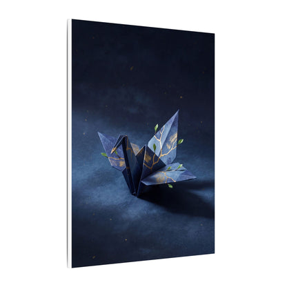 Kintsugi Paper Fold in Moonlight | Crackle Gold Canvas Art