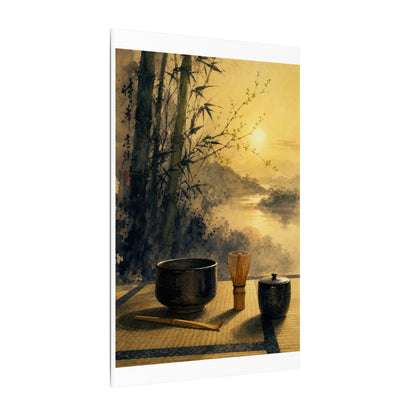 Tea Ceremony Sumi E Canvas Art | Contemplative Zen Art