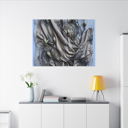 Japandi Silk Drape in Moonlight | Texture Canvas Art