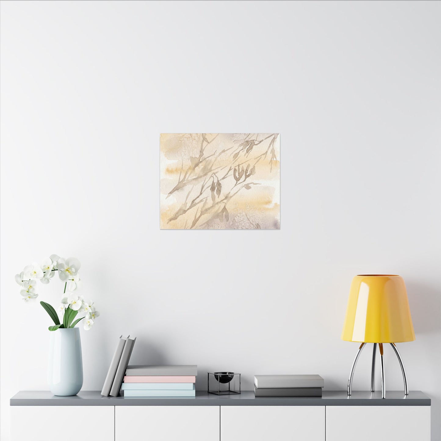 Shadow Play Winter Canvas Art | Japandi Warm Design