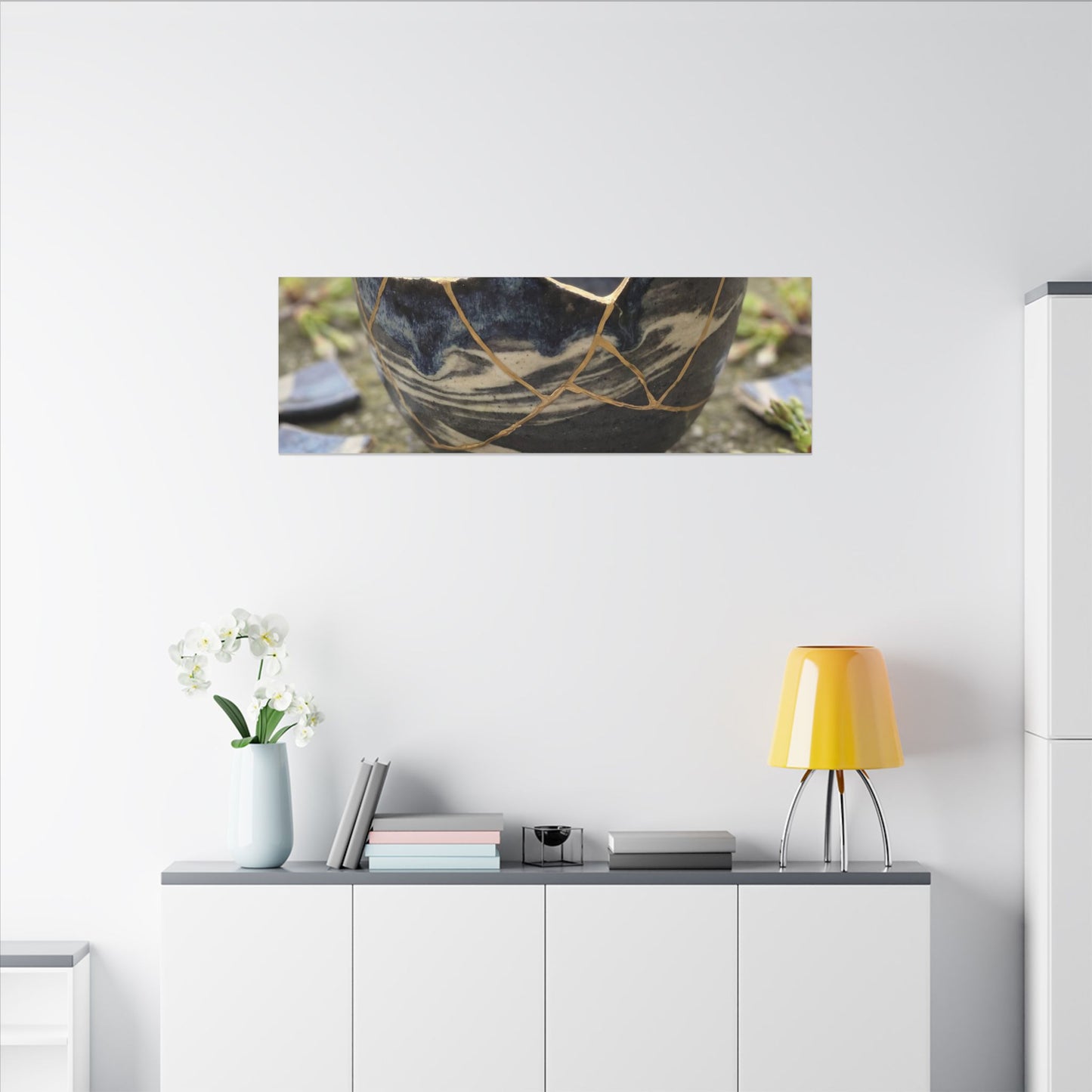 Datsuzoku Ceramic Bowl Canvas Art - Kintsugi Gold Repair