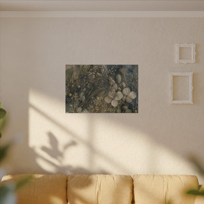Japandi Dried Flowers in Moonlight | Watercolor Canvas Art