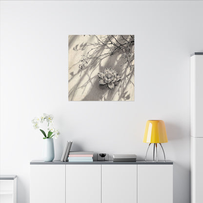 Winter Lotus Flower Sumi E Canvas Art | Contemplative Decor