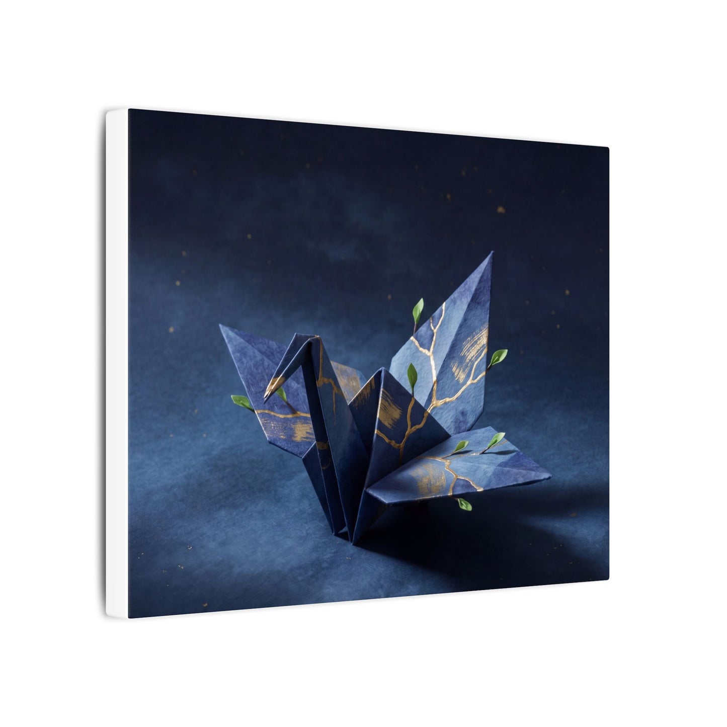 Kintsugi Paper Fold in Moonlight | Crackle Gold Canvas Art