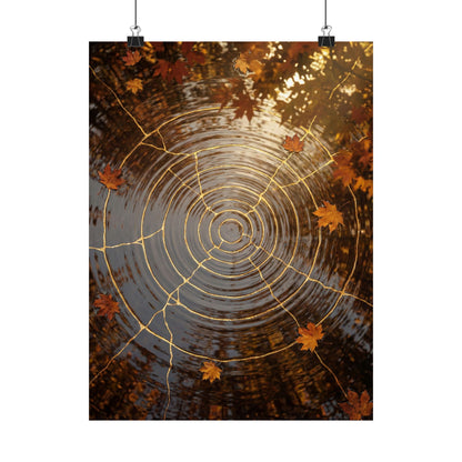 Water Ripple Autumn Wall Art Print | Kintsugi Resilient Design Art Print