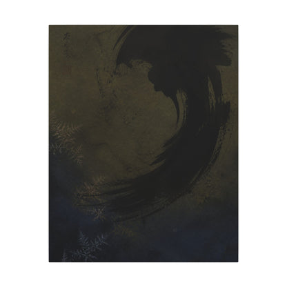 Seijaku Ink Brushstroke Canvas Art - Dark Japandi Moody Minimal