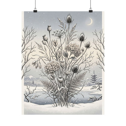 Zen Dried Flowers in Dawn | Ukiyo E Inspired Wall Art Print