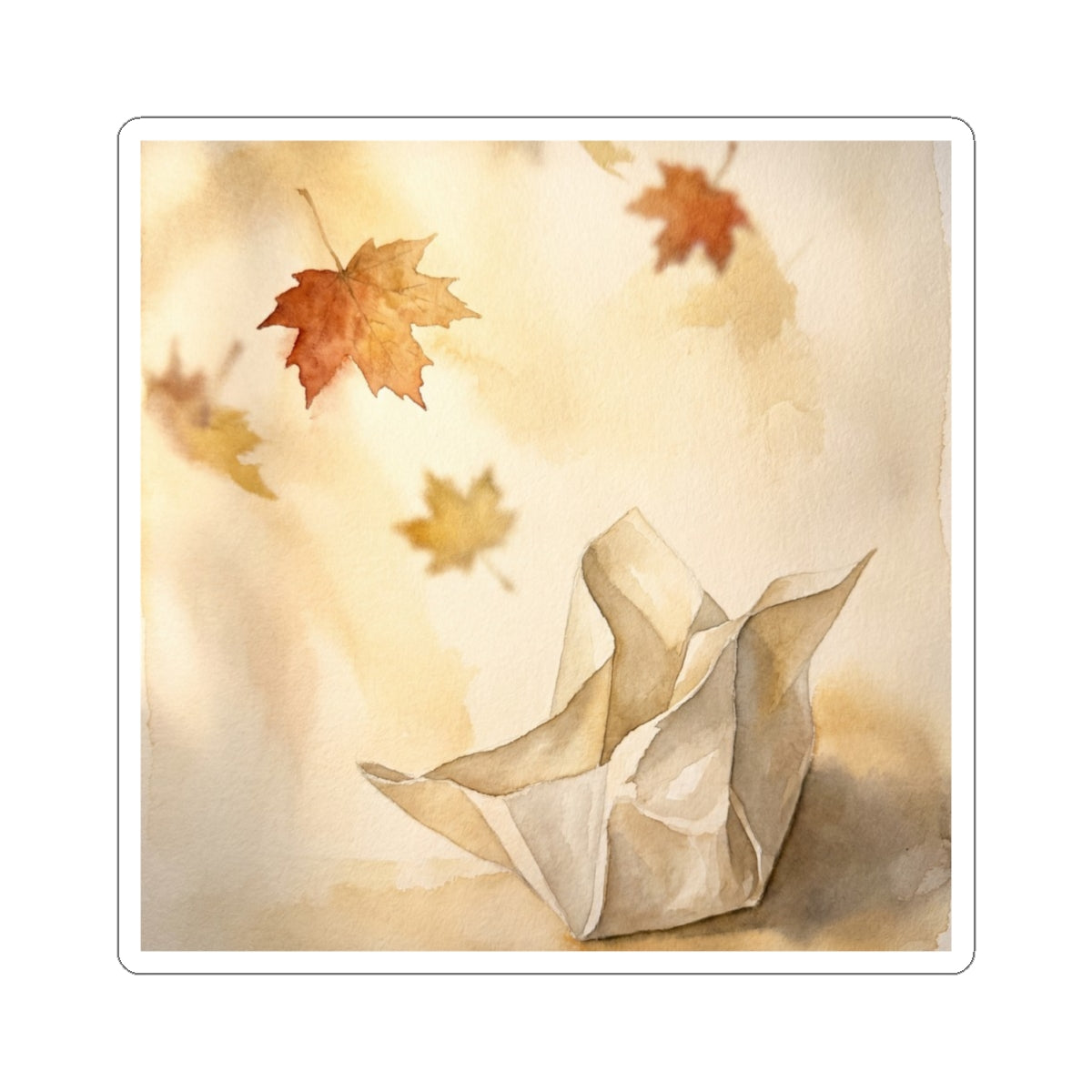 Paper Fold Autumn Sticker | Japandi Elegant Design Art Print