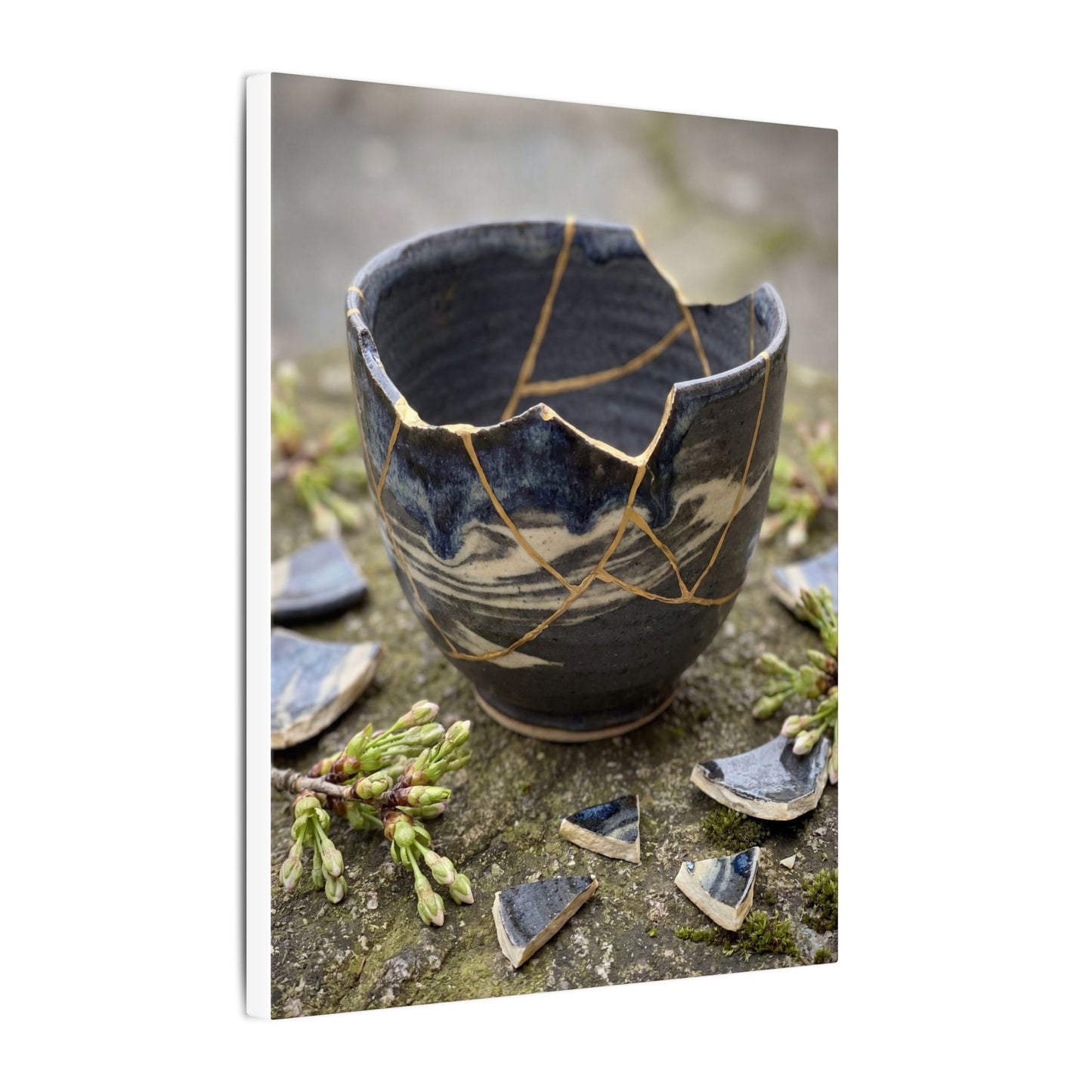 Datsuzoku Ceramic Bowl Canvas Art - Kintsugi Gold Repair