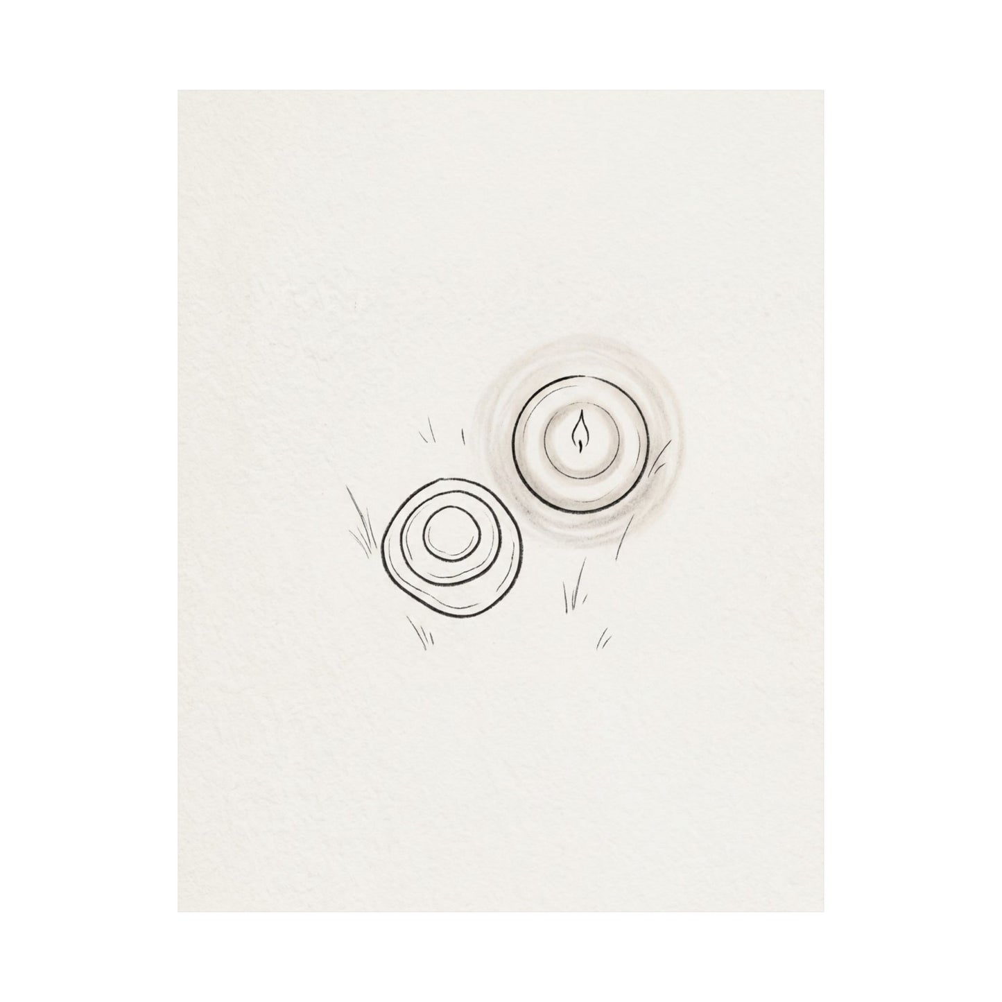 River Stones Minimal Line Wall Art Print | Neutral Japandi Art