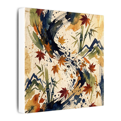 Golden Hour Ink Brushstroke Canvas Art - Zen Shibui