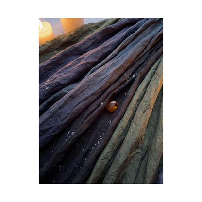 Dark Japandi Silk Drape in Candlelight | Shadow Zen Wall Art Print
