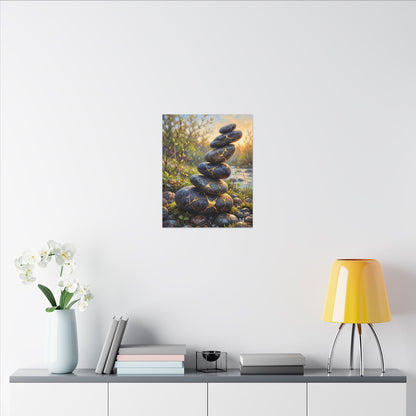 Spring River Stones Gold Repair Canvas Art | Healing Decor