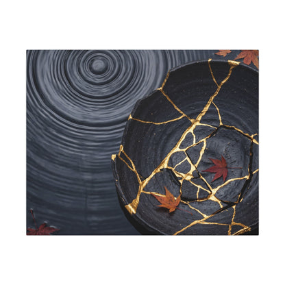 Philosophical Water Ripple Canvas Art - Gold Repair Kintsugi
