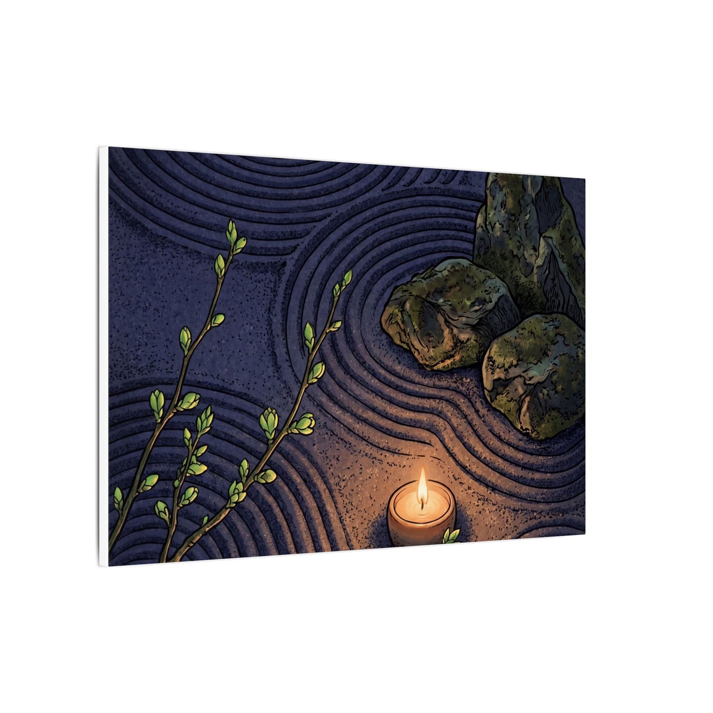 Mono No Aware Rock Garden Canvas Art - Zen Ukiyo E Inspired