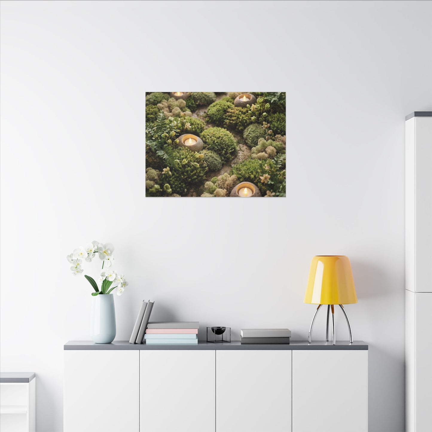 Moss Close Up Japanese Pattern Canvas Art | Neutral Japandi Art
