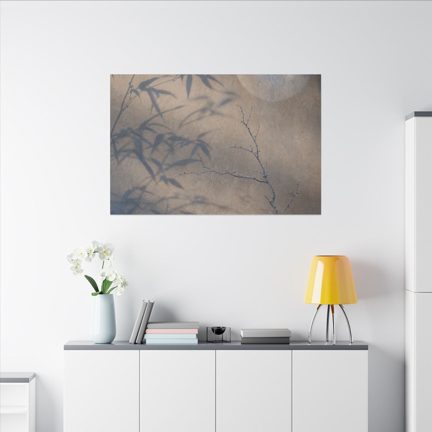 Shadow Play Canvas Art | Winter Japandi Japanese Pattern Art