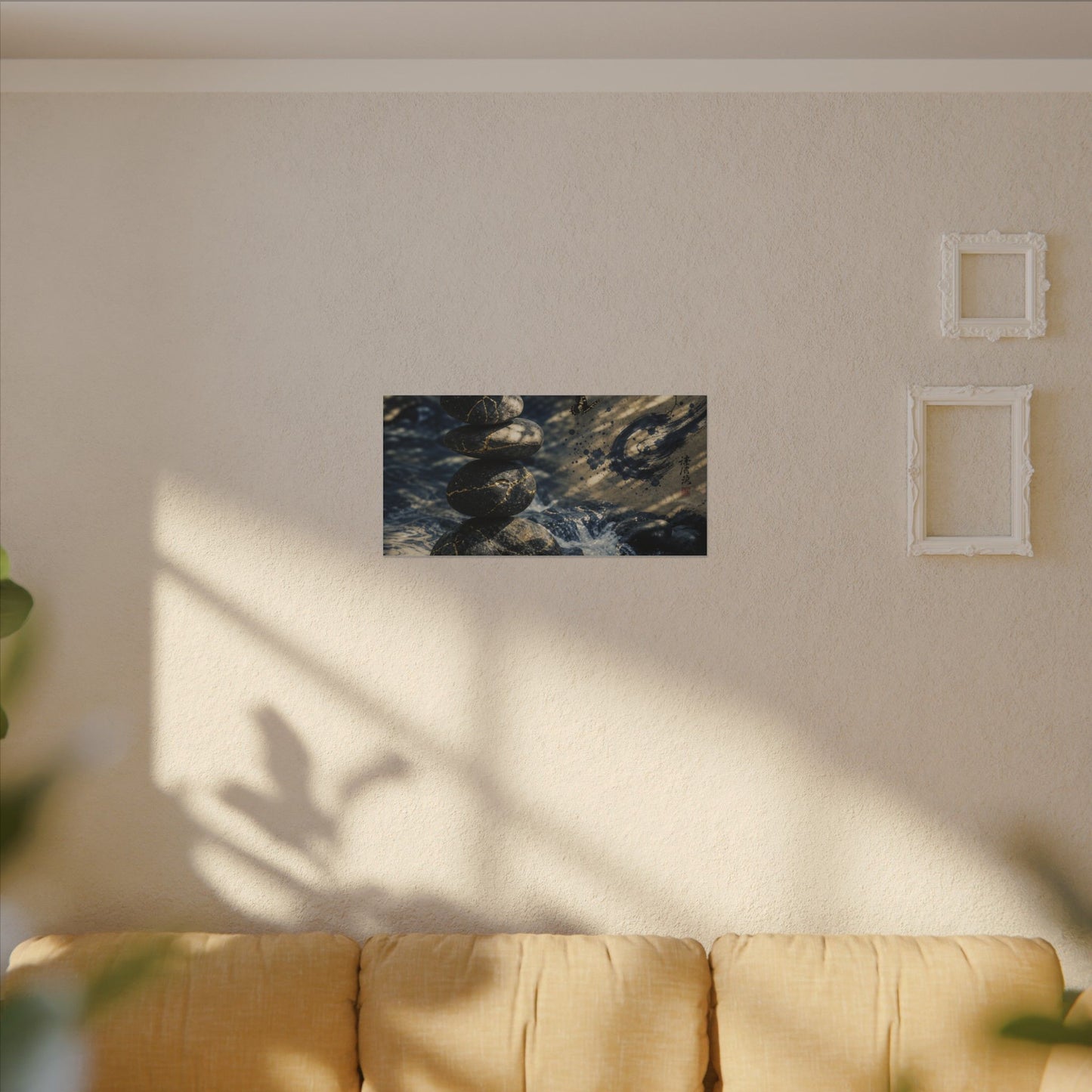Kintsugi River Stones in Dappled | Broken Beauty Canvas Art