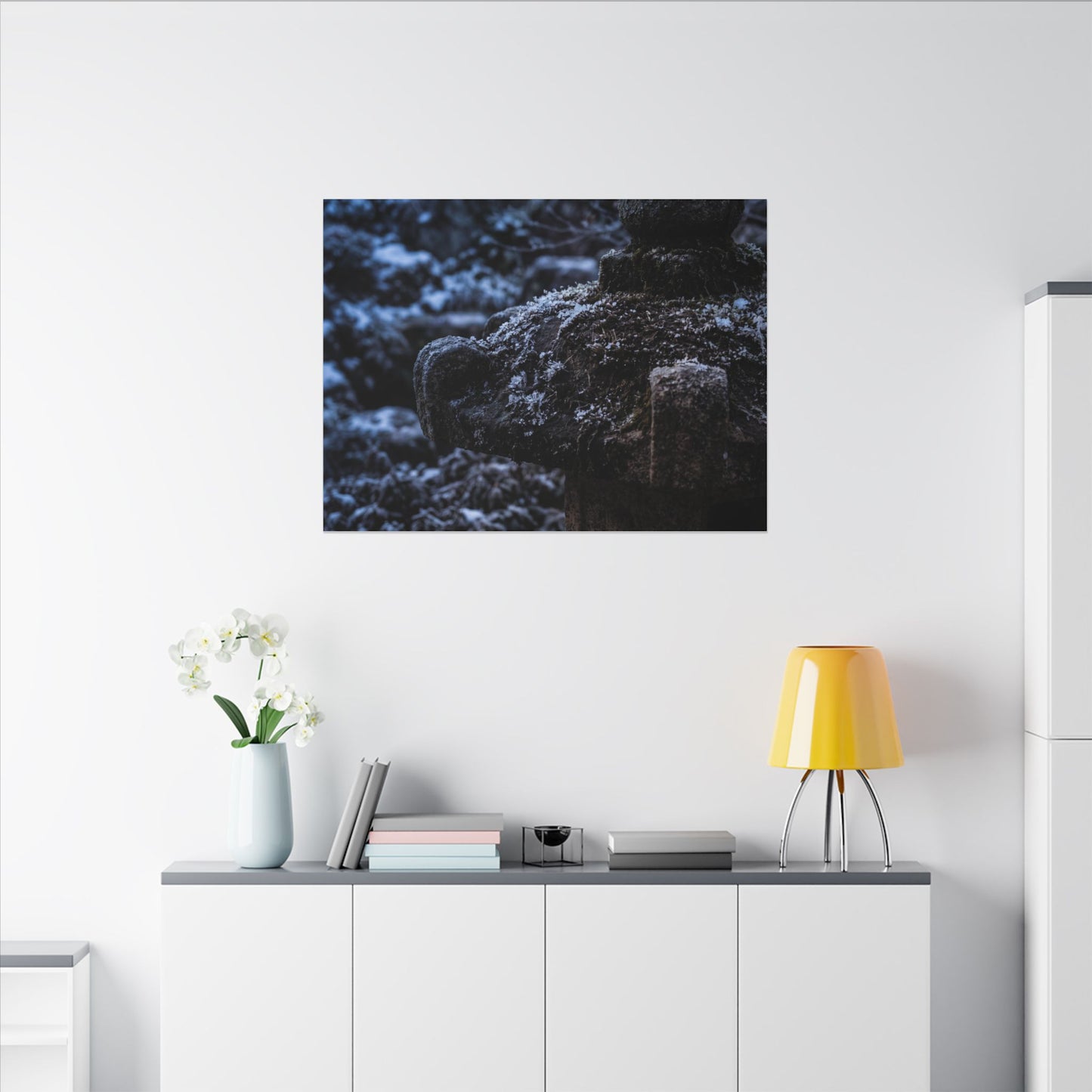 Moody Stone Lantern Canvas Art - Shadow Zen Dark Japandi