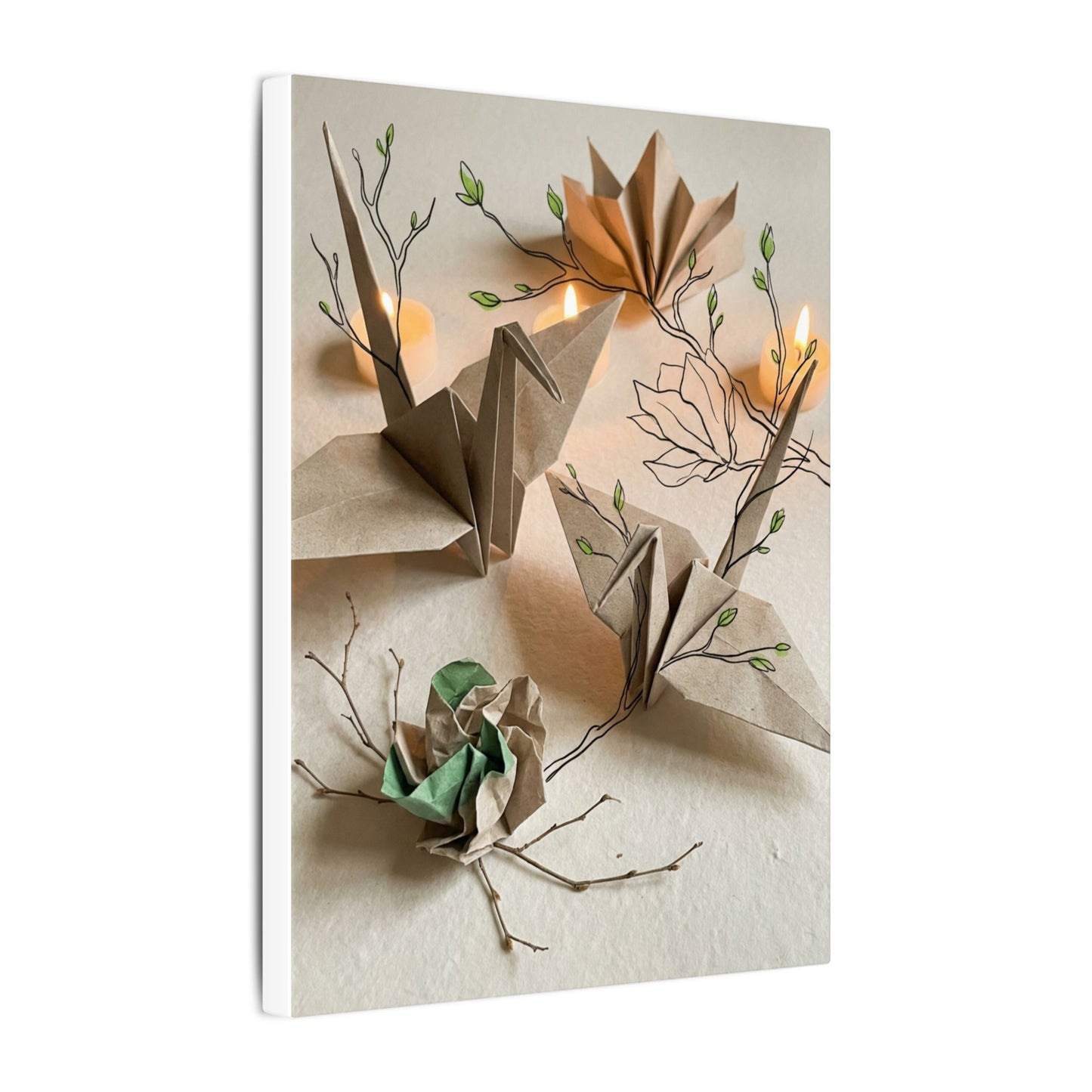 Paper Fold Spring Canvas Art | Japandi Earthy Design Art Print