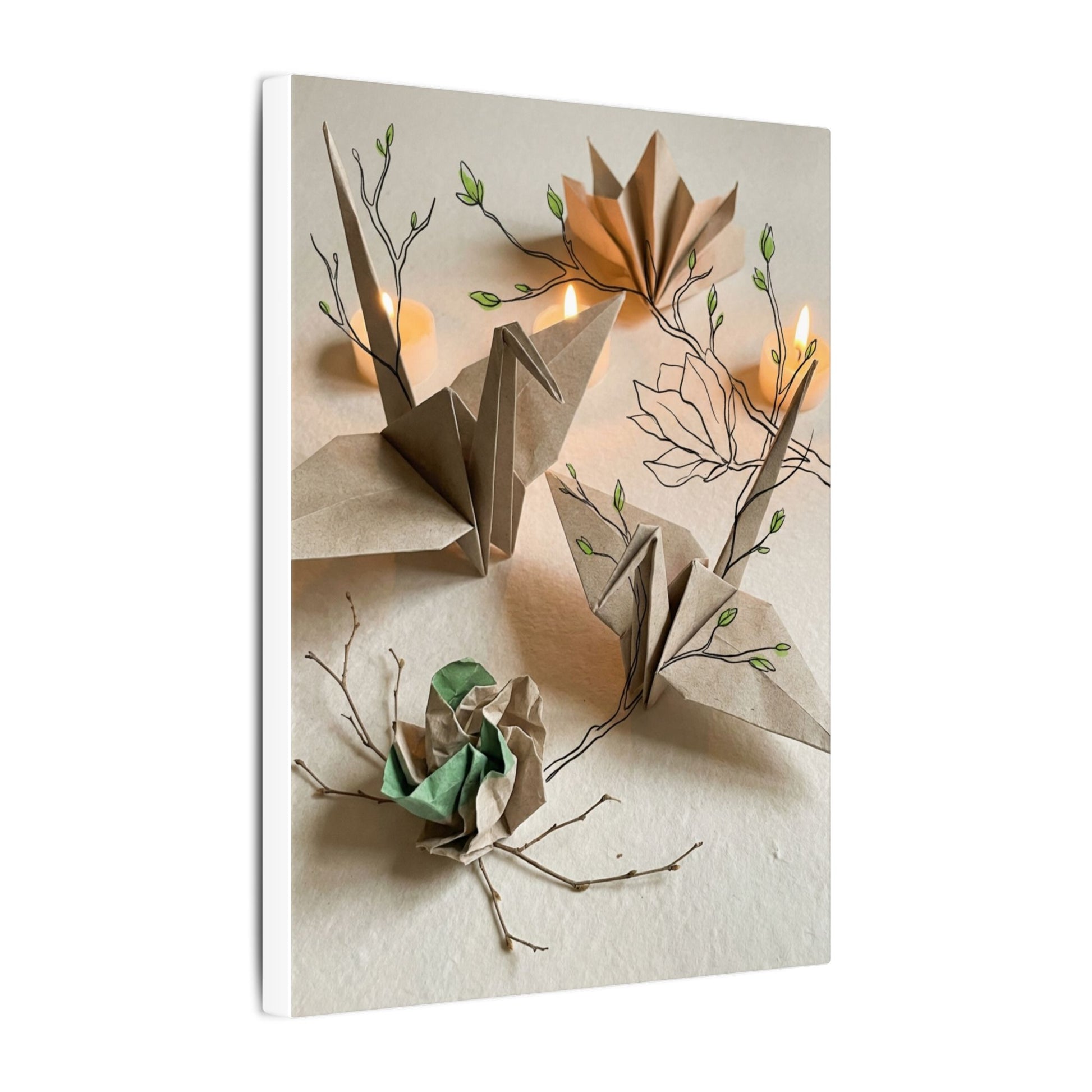 Paper Fold Spring Canvas Art | Japandi Earthy Design Art Print
