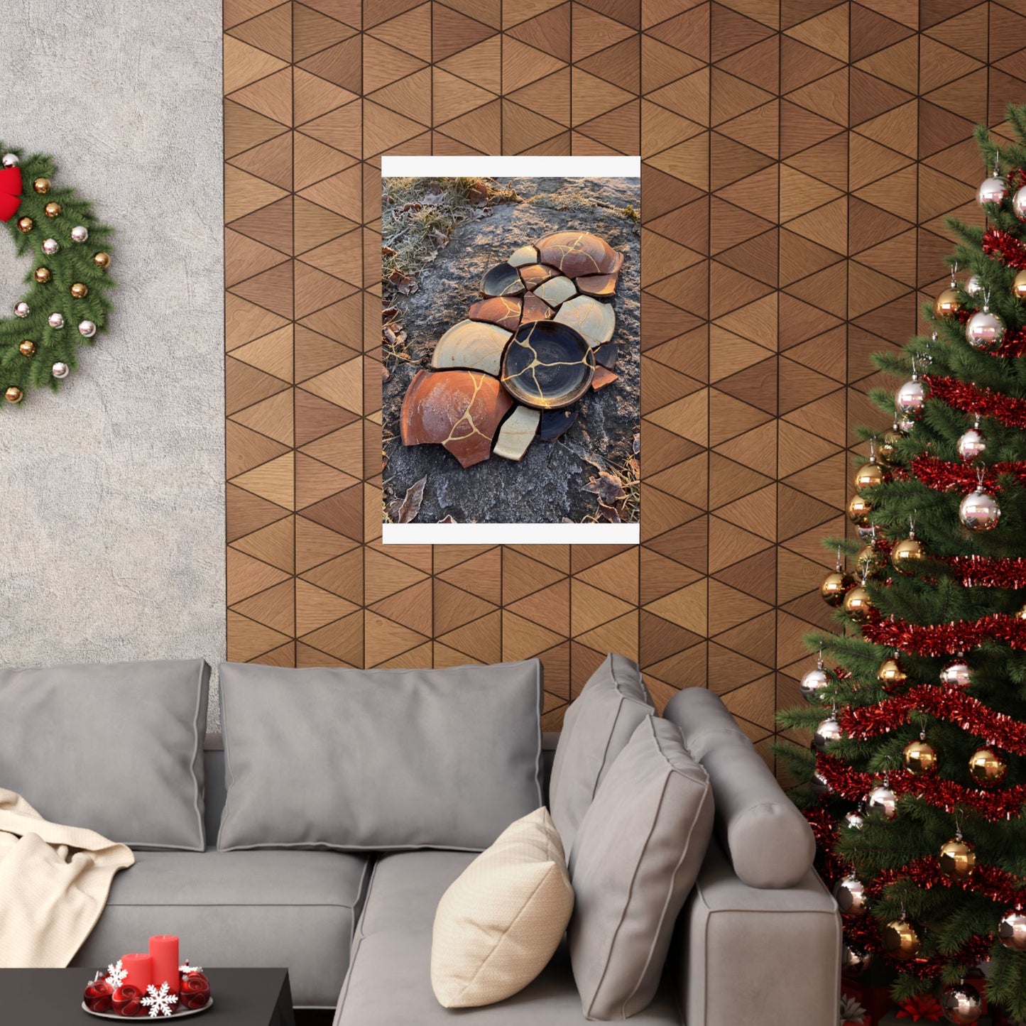 Winter Broken Pottery Gold Vein Wall Art Print | Philosophical Decor