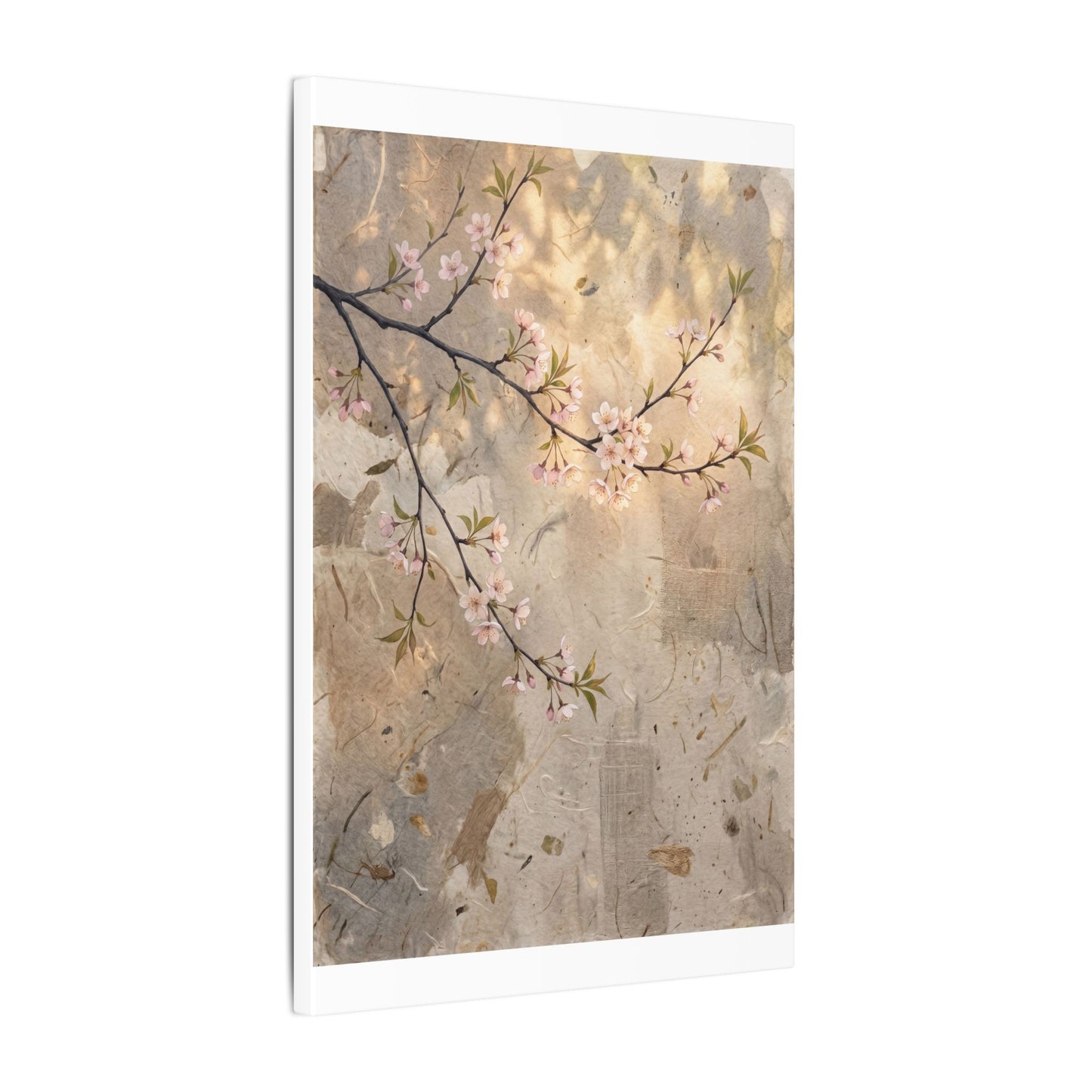 Summer Cherry Blossom Texture Canvas Art | Neutral Decor