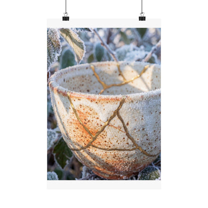 Kintsugi Ceramic Bowl in Dappled | Gold Vein Wall Art Print Art Print