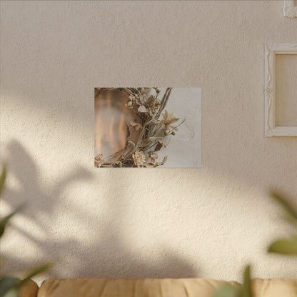 Dried Flowers Japanese Pattern Canvas Art | Neutral Japandi Art
