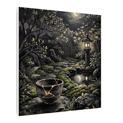 Kintsugi Moonlit Garden in Dappled | Gold Repair Canvas Art